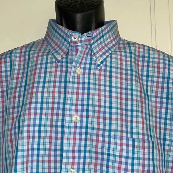 Paul Fredrick multi colored pastel check cotton long sleeve shirt - Picture 2 of 10